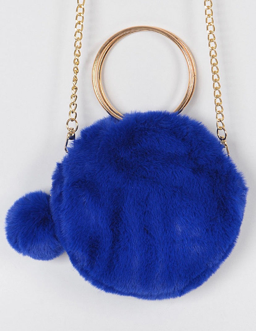 Faux Fur Handle Clutch