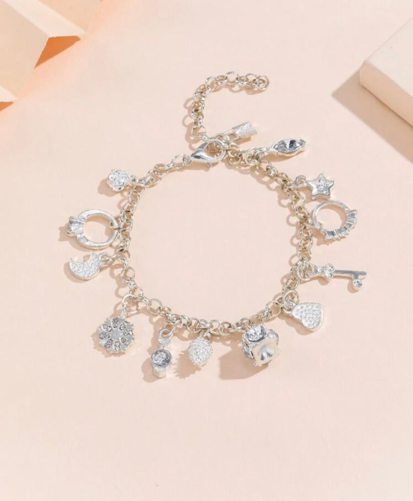 Moon & Heart Charm Bracelet