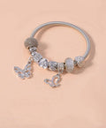 Rhinestone Butterfly Charm Bangle