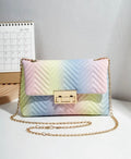 Ombré  Chevron Quilted Flap Chain Bag