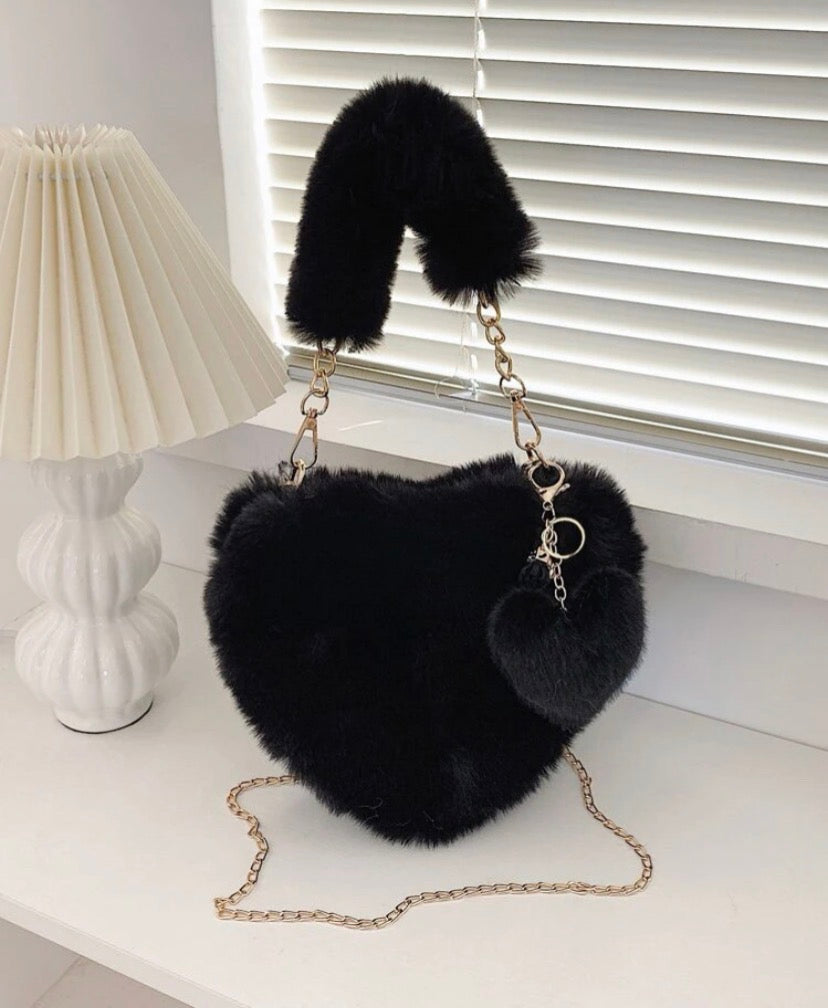 Heart Shaped Fluffy Novelty Bag