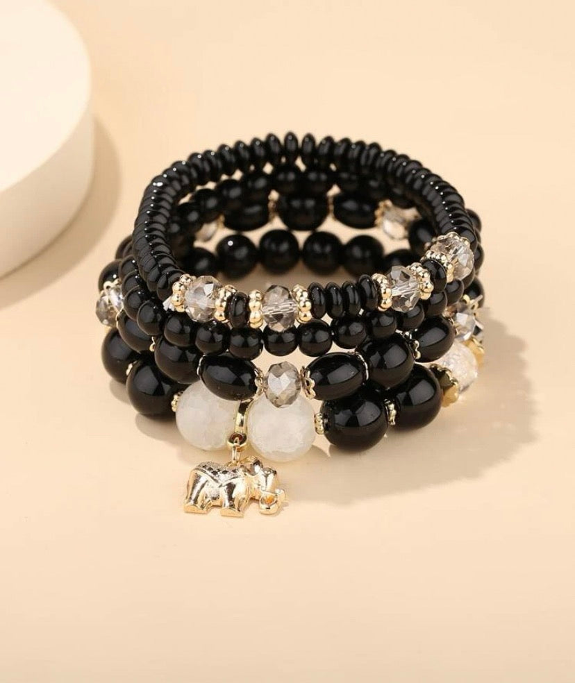 4pcs Elephant & Starfish Beaded Bracelet