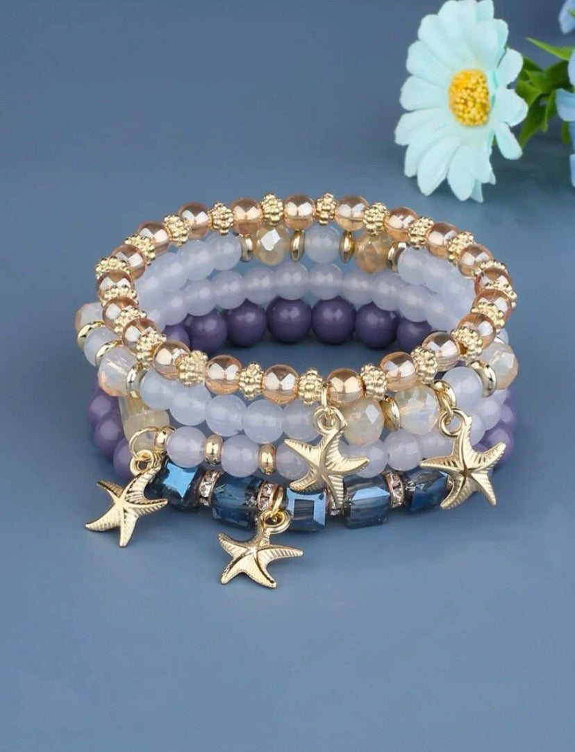 4pcs Elephant & Starfish Beaded Bracelet