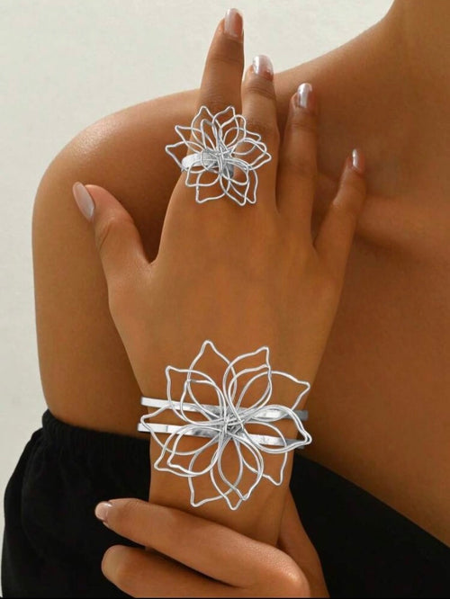 2pcs/set Wire Bangle & Ring Set