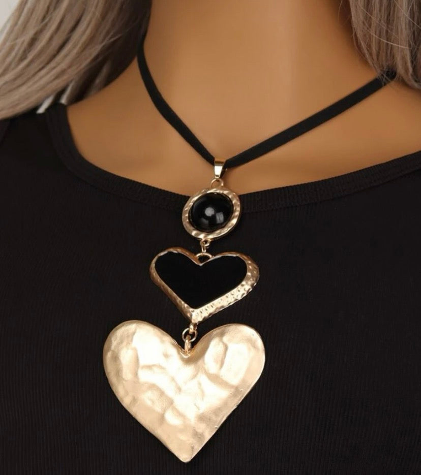 Round & Heart Charm Necklace