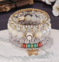 5pcs Butterfly Charm Beaded Bracelet